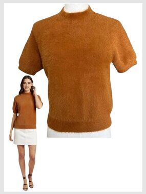 Anthropologie Pilcro Rust Eyelash Knit Sweater Short Sleeve S